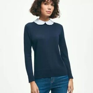 Cotton Removable Collar Sweater - (NWT/Navy/Medium)